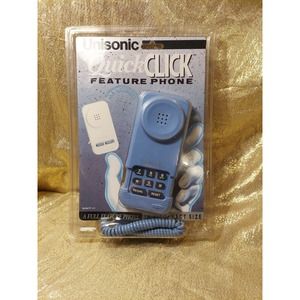 Vintage Telephone Blue Unisonic Quick Click Slide Open Landline Corded TP101 NEW